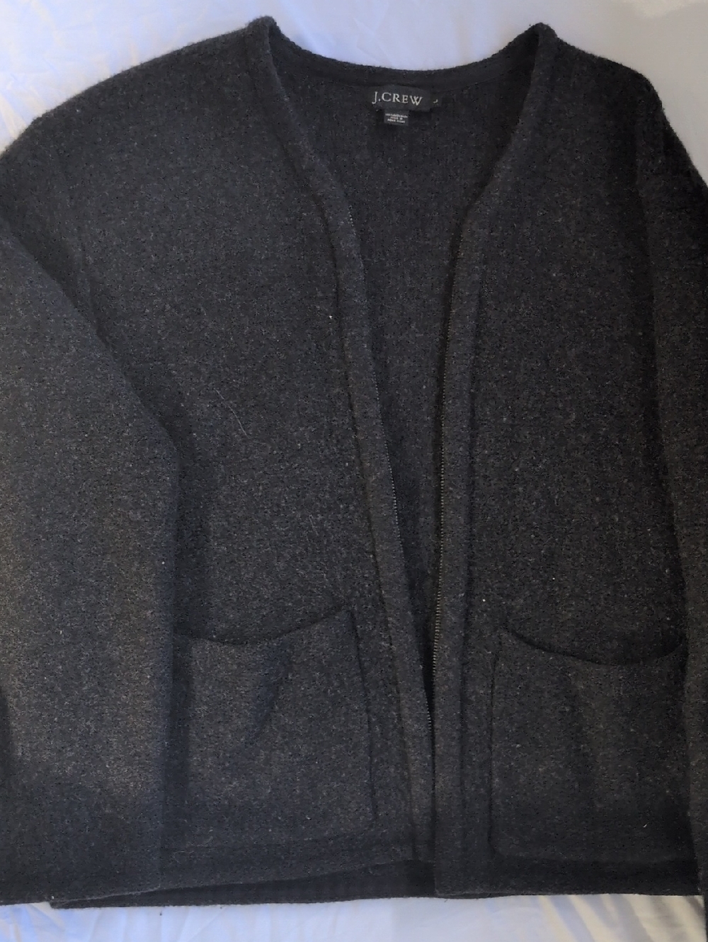 J. Crew Charcoal Open-Front Pocket Cardigan